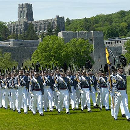 Soliders marching outside West Point USMA