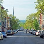 View of Warren Street with shops lining the road, Hudson, Columbia County