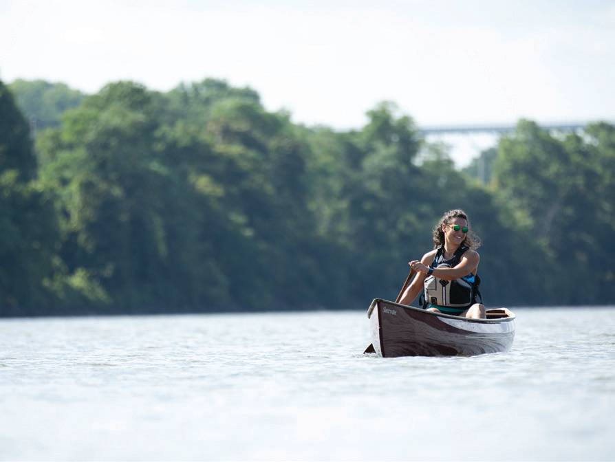 Woman canoeing