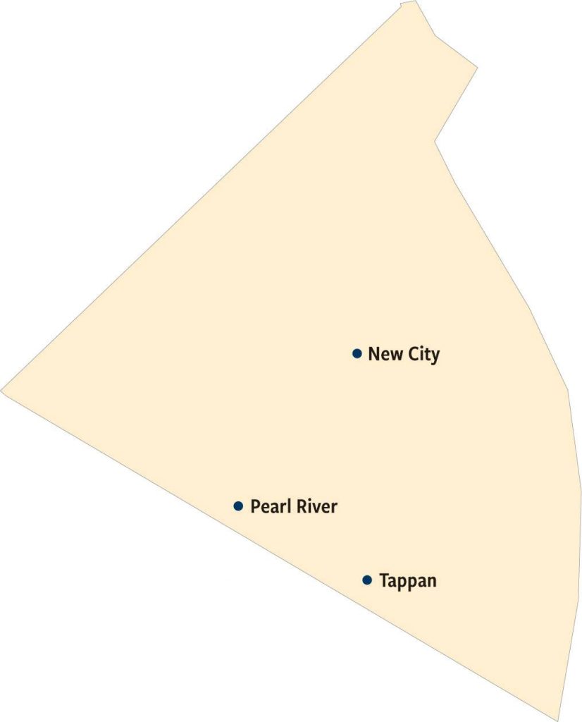 Map of Pearl County with cities of New City, Pearl River, and Tappan labeled