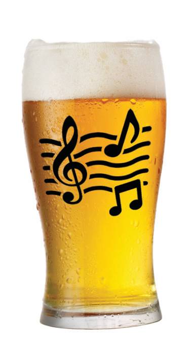 Beer with music notes on glass