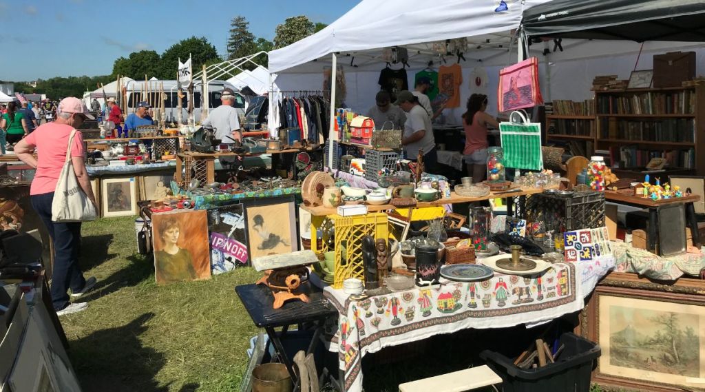 Shoppers browsing through items for sale at the Stormville Flea Market.