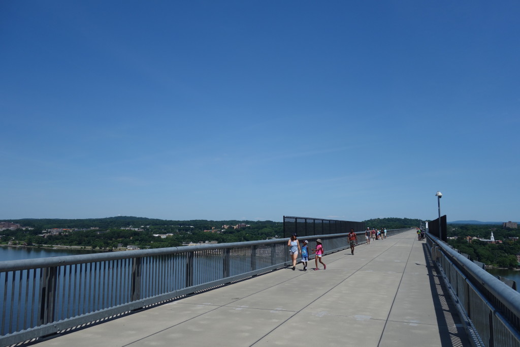 Clear blue sky above the Walkway Over the Hudson, Poughkeepsie.