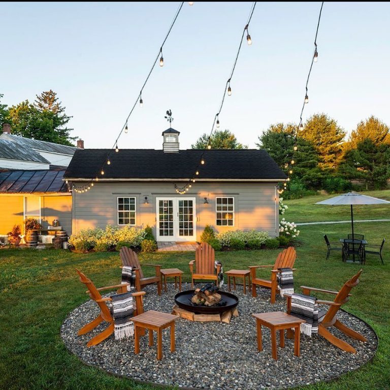 Outdoor firepit seating area, Hudson Chatham Winery, Columbia