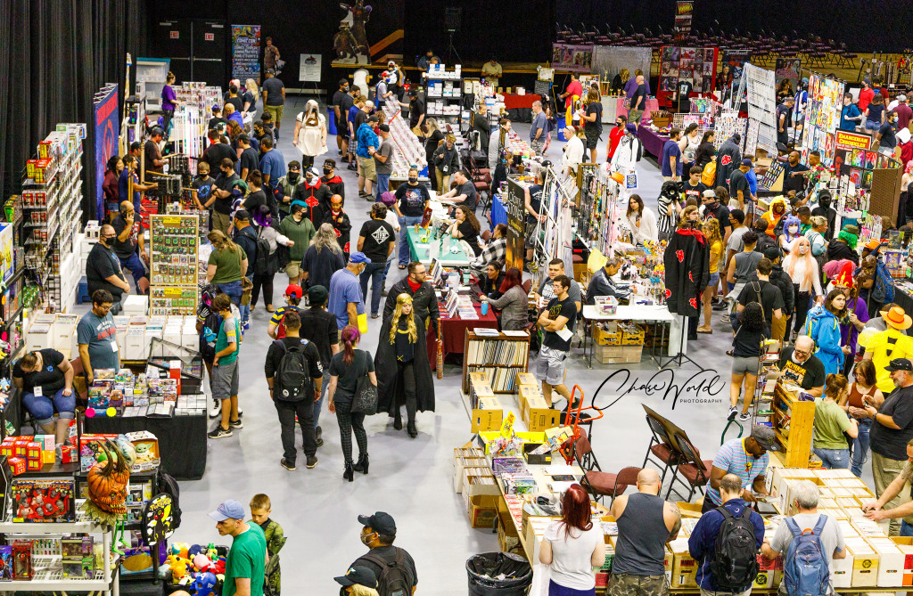 A crowd of people shops for merchandise from vendors at Comic Con at the MJN Convention Center in Poughkeepsie.