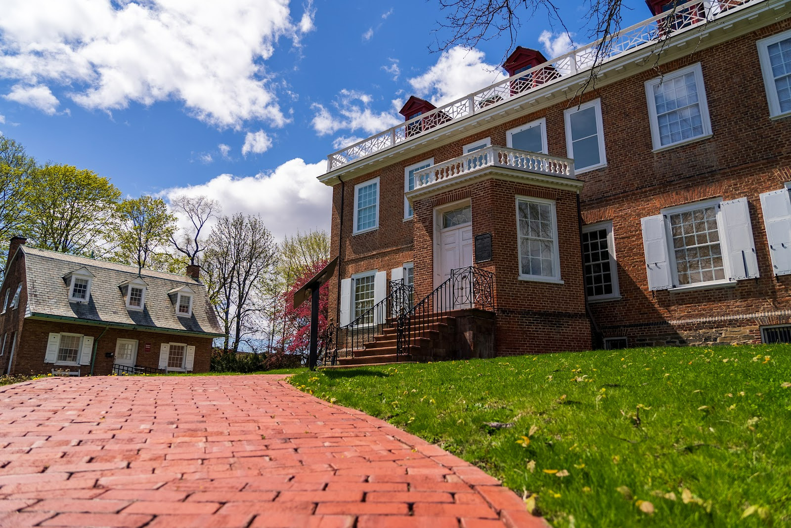 Brick path leading to Schuyler Mansion exterior