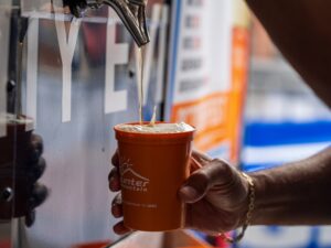 Pouring beer at oktoberfest