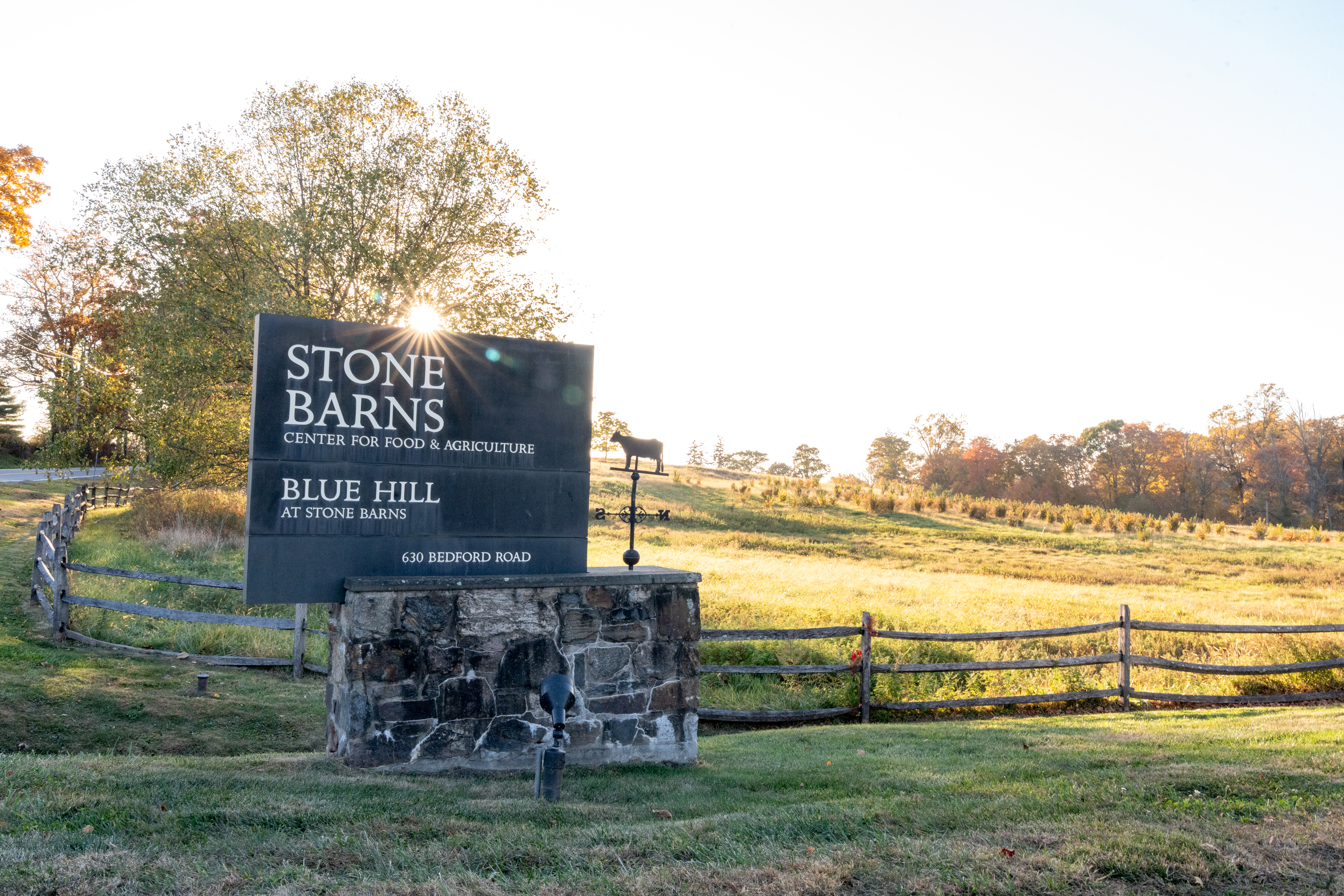 The sign at the entrance of Stone Barns.