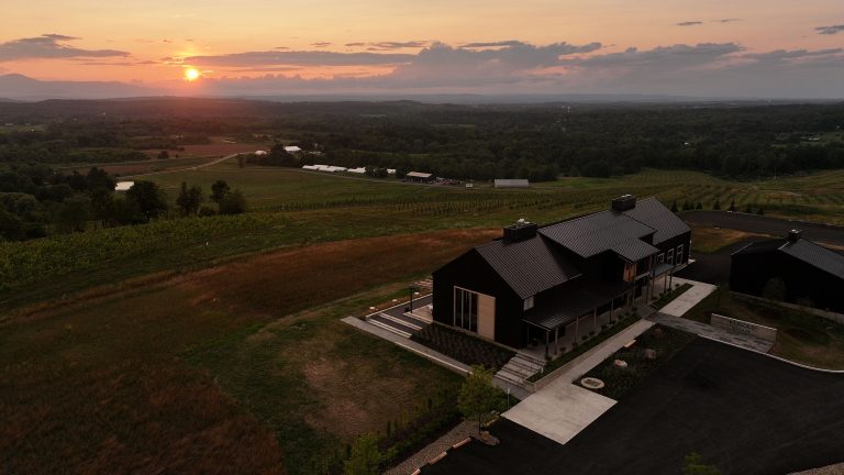 Sunset views over the Catskill Mountains.