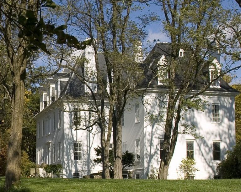 Early spring view of the white mansion.