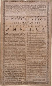 Holt Broadside copy of the Declaration of Independence.