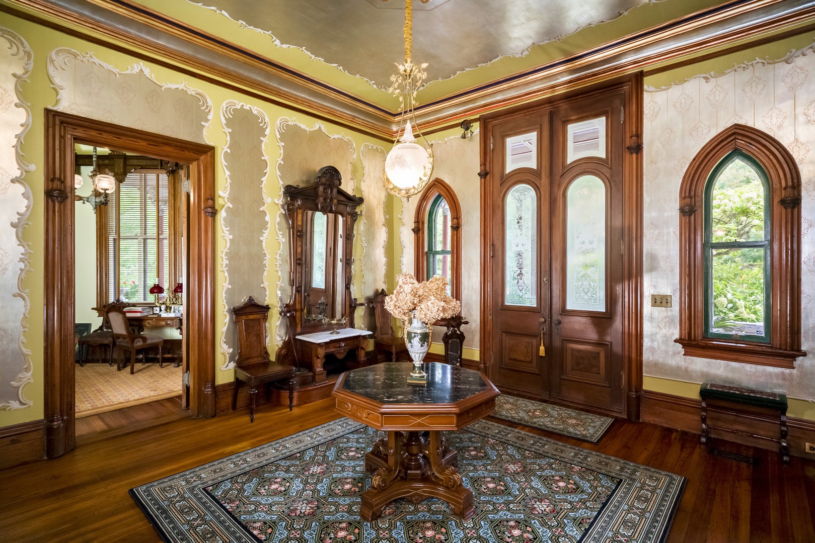 The entry hall of The Octagon House.