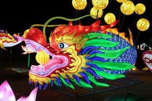 An illuminated dragon is pictured.
