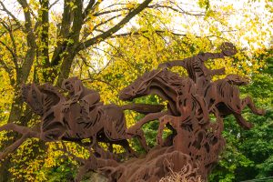 Sculpture of the Headless Horseman.