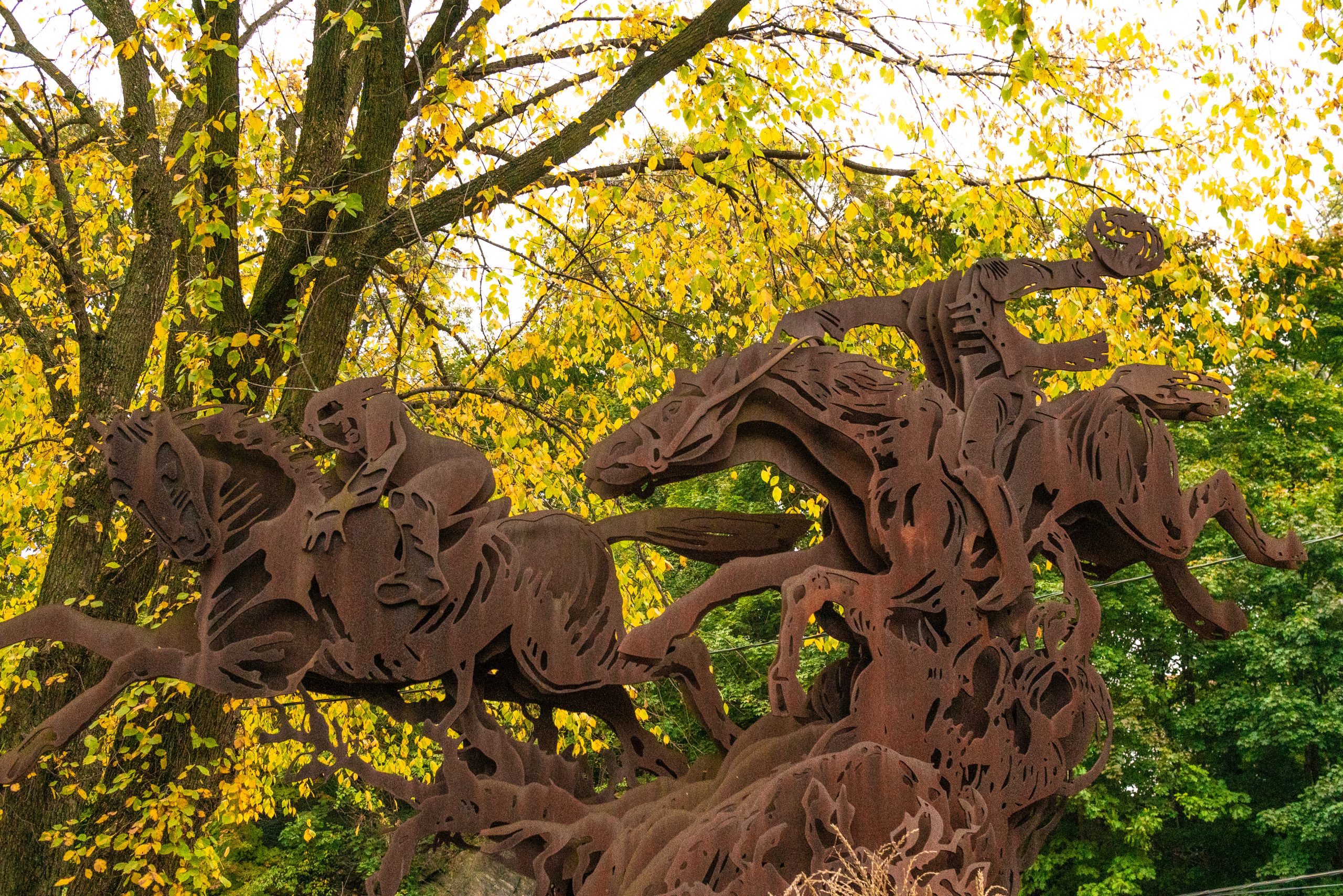 Sculpture of the Headless Horseman.