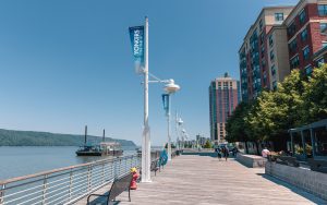 The Yonkers Waterfront bordering the Hudson River.