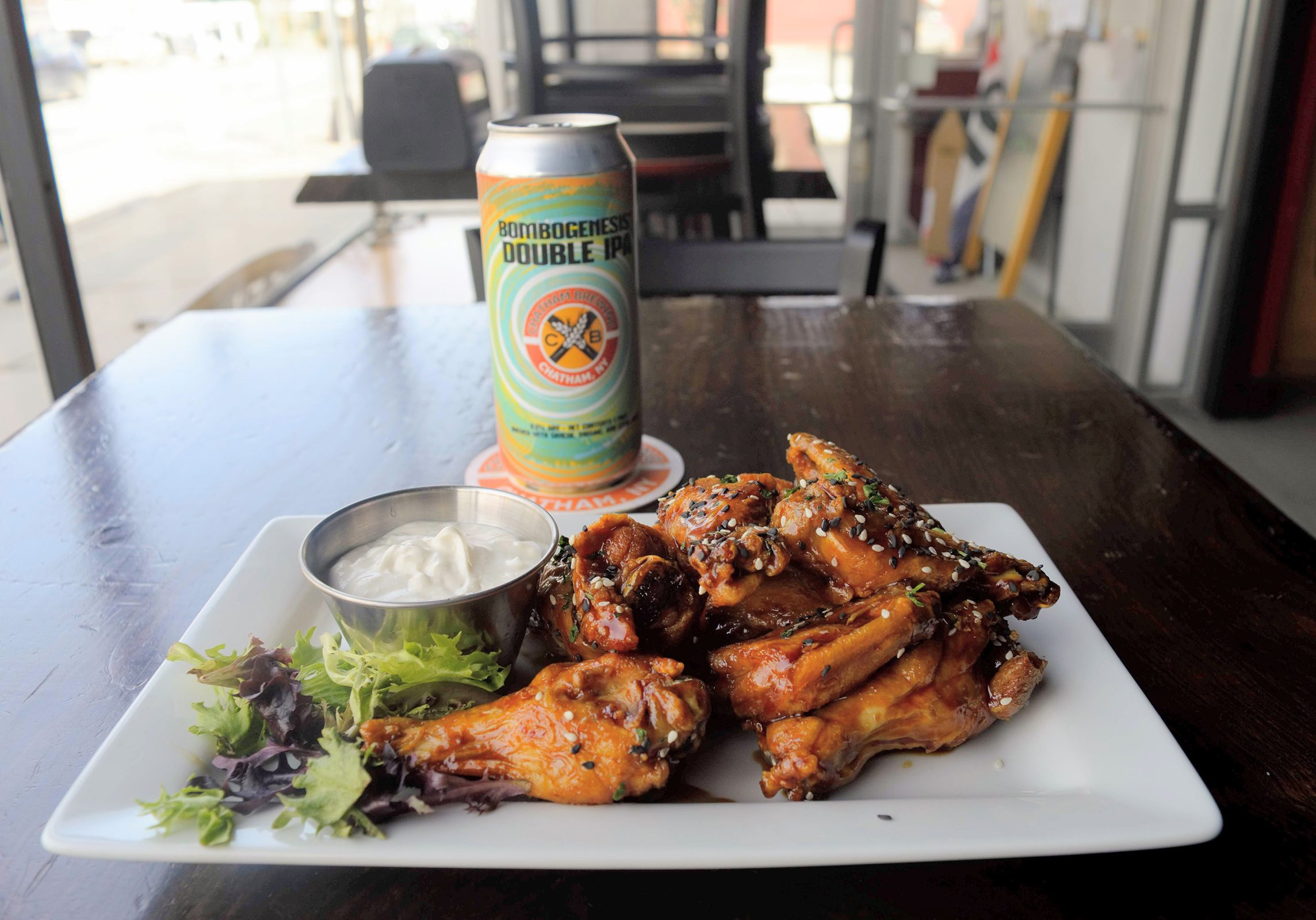 Wings and a beer at Chatham Brewing