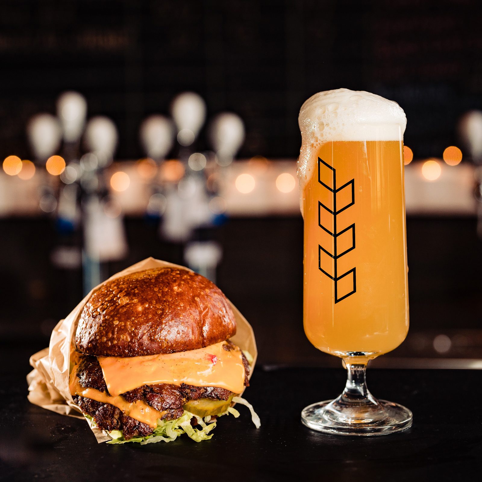 Burger and glass of beer, Subversive Malting and Brewing