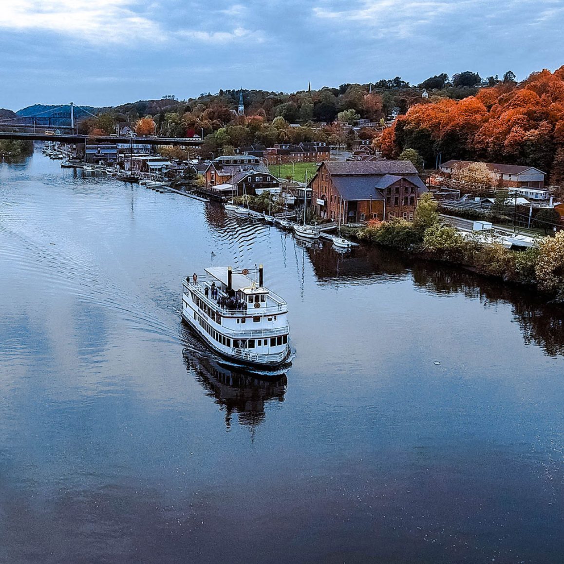 Aerial view of a Hudson River Cruise boat