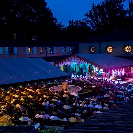 Nighttime outdoor concert at Caramoor Center for Music and the Arts