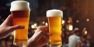 People cheering their beers.